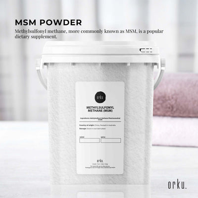 Orku MSM Powder or Crystals Bucket - 99.9% Pure USP Grade Methylsulfonylmethane