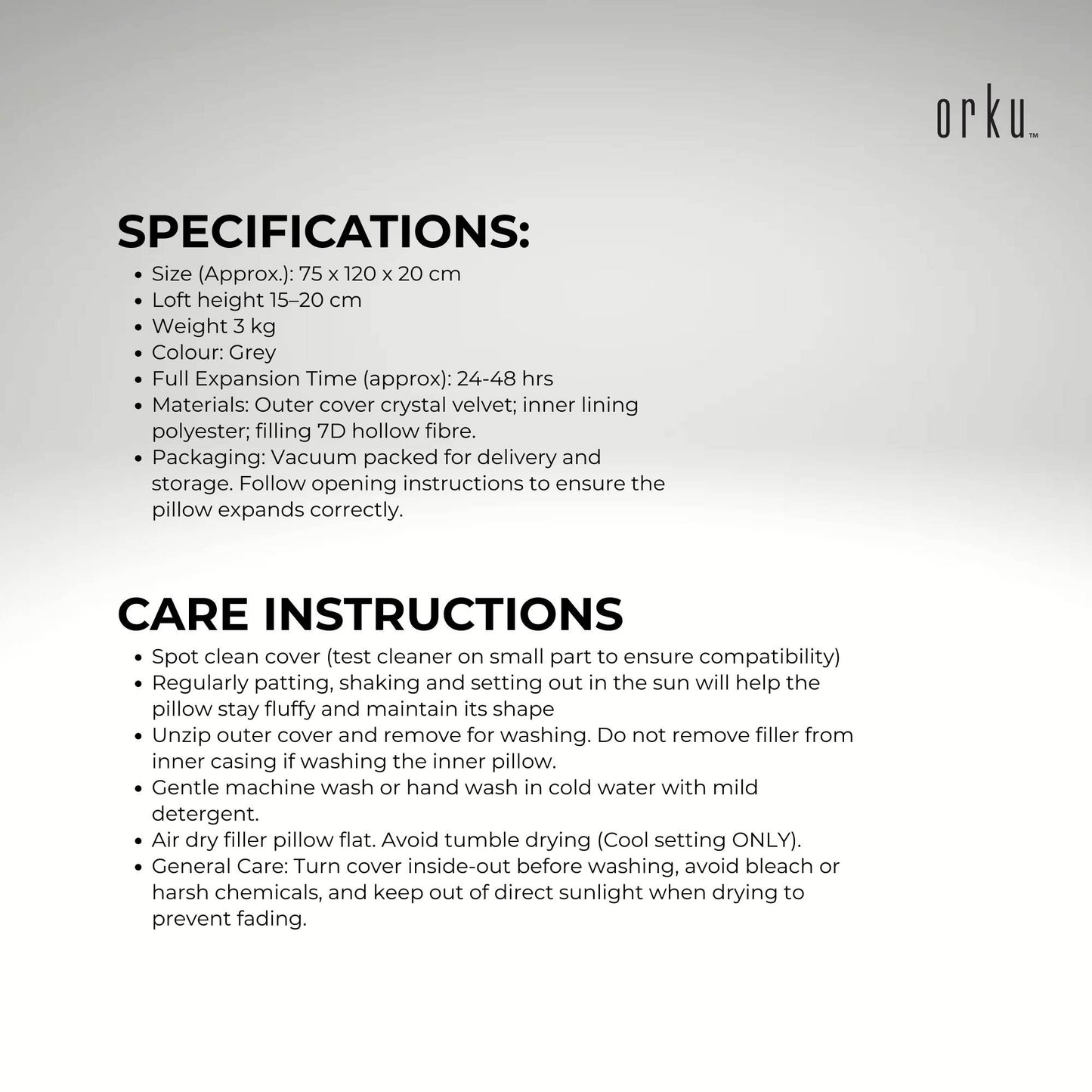 Orku Maternity Pregnancy Pillow - J-Shape Full Length for Side Sleepers Grey