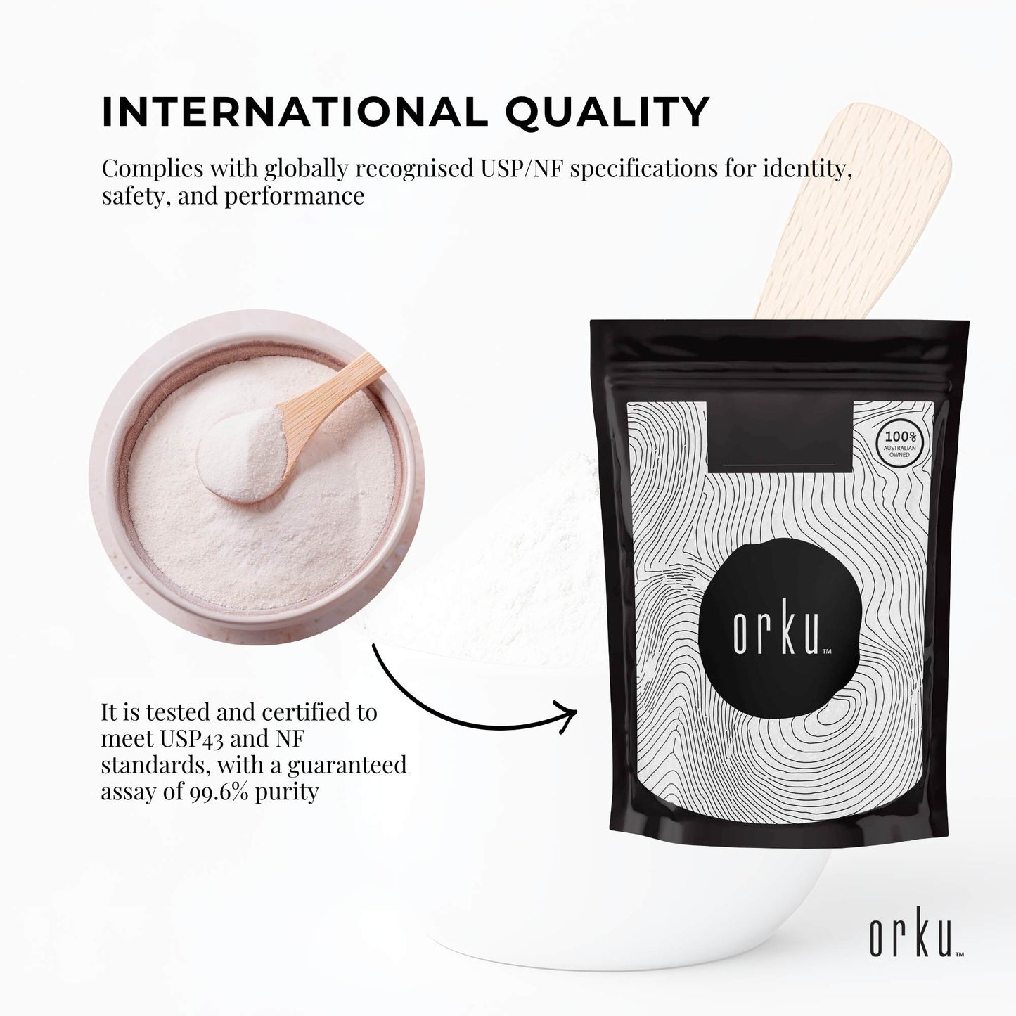 Orku Myo Inositol Powder Bulk Bags - USP Grade High Purity Unflavoured