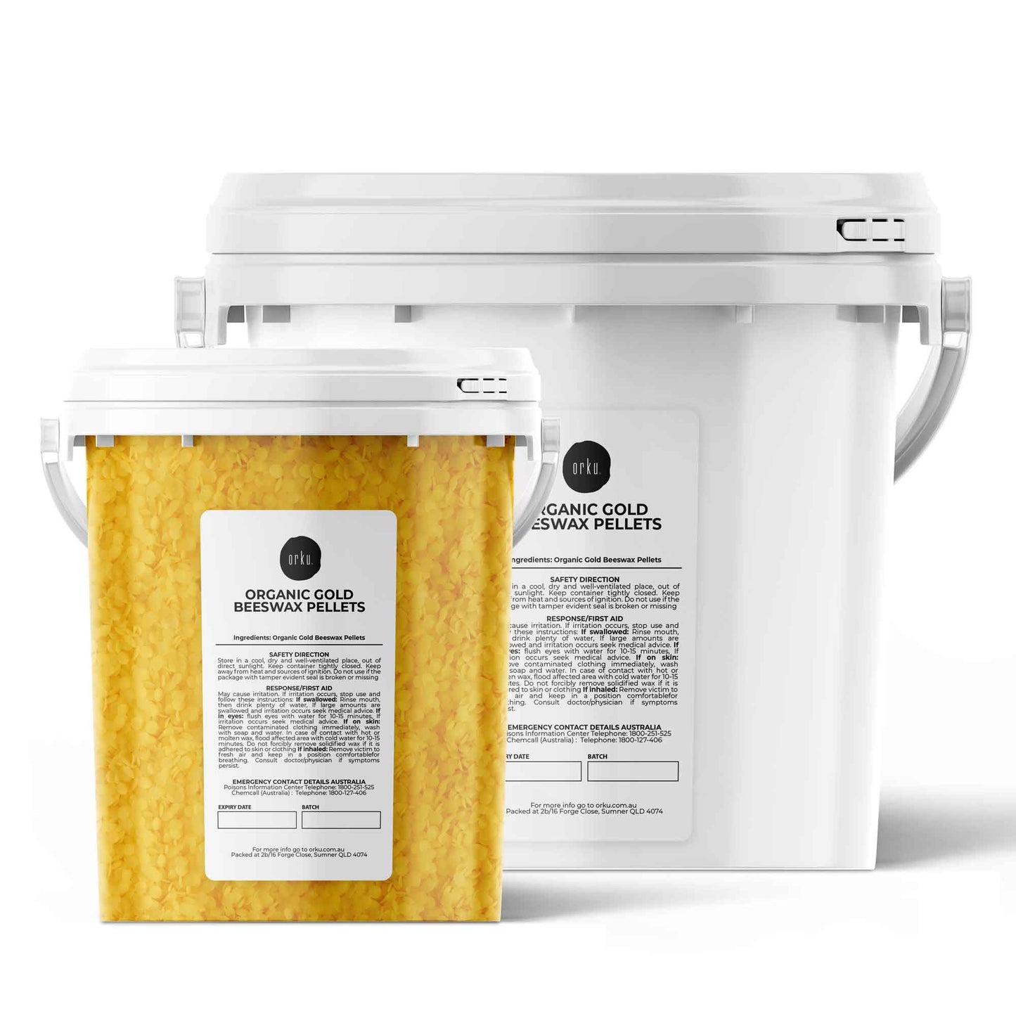 Orku Organic Beeswax Pellets Yellow Tubs - Cosmetic Quality Pure Bees Wax