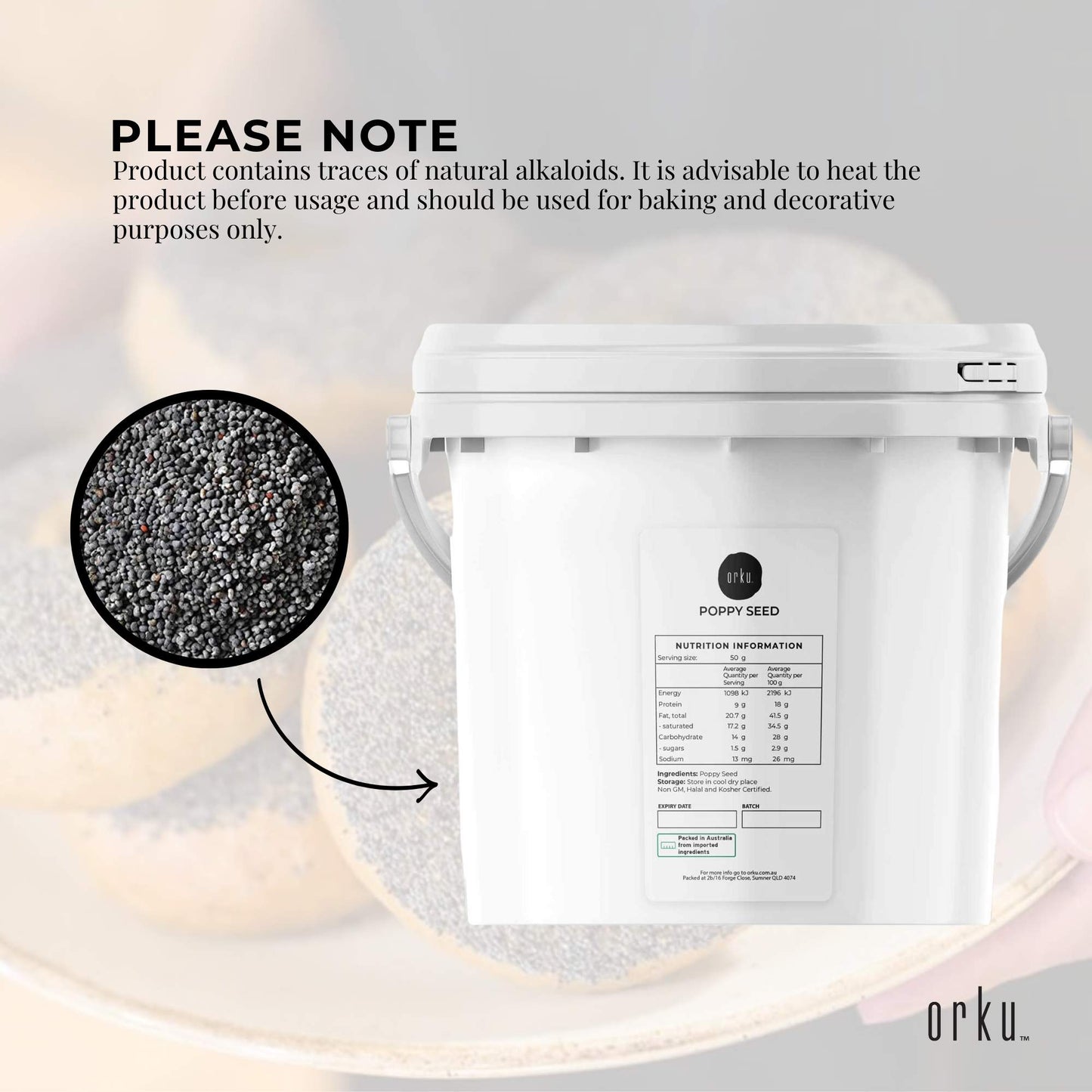 Orku Poppy Seeds Unwashed Buckets - Papaver Somniferum For Baking and Decorating