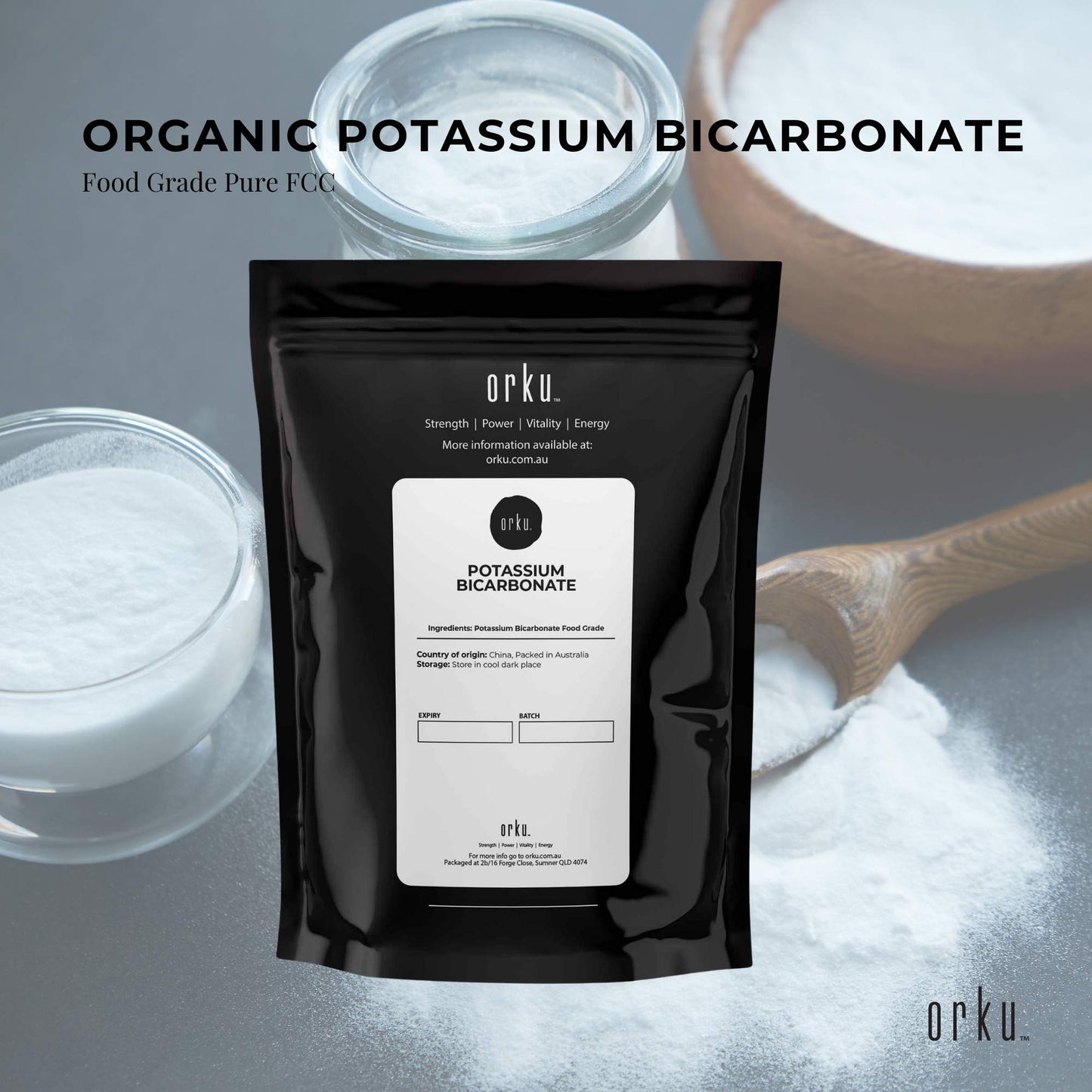 Orku Potassium Bicarbonate Powder FCC Food Grade - Baking Brewing Bulk