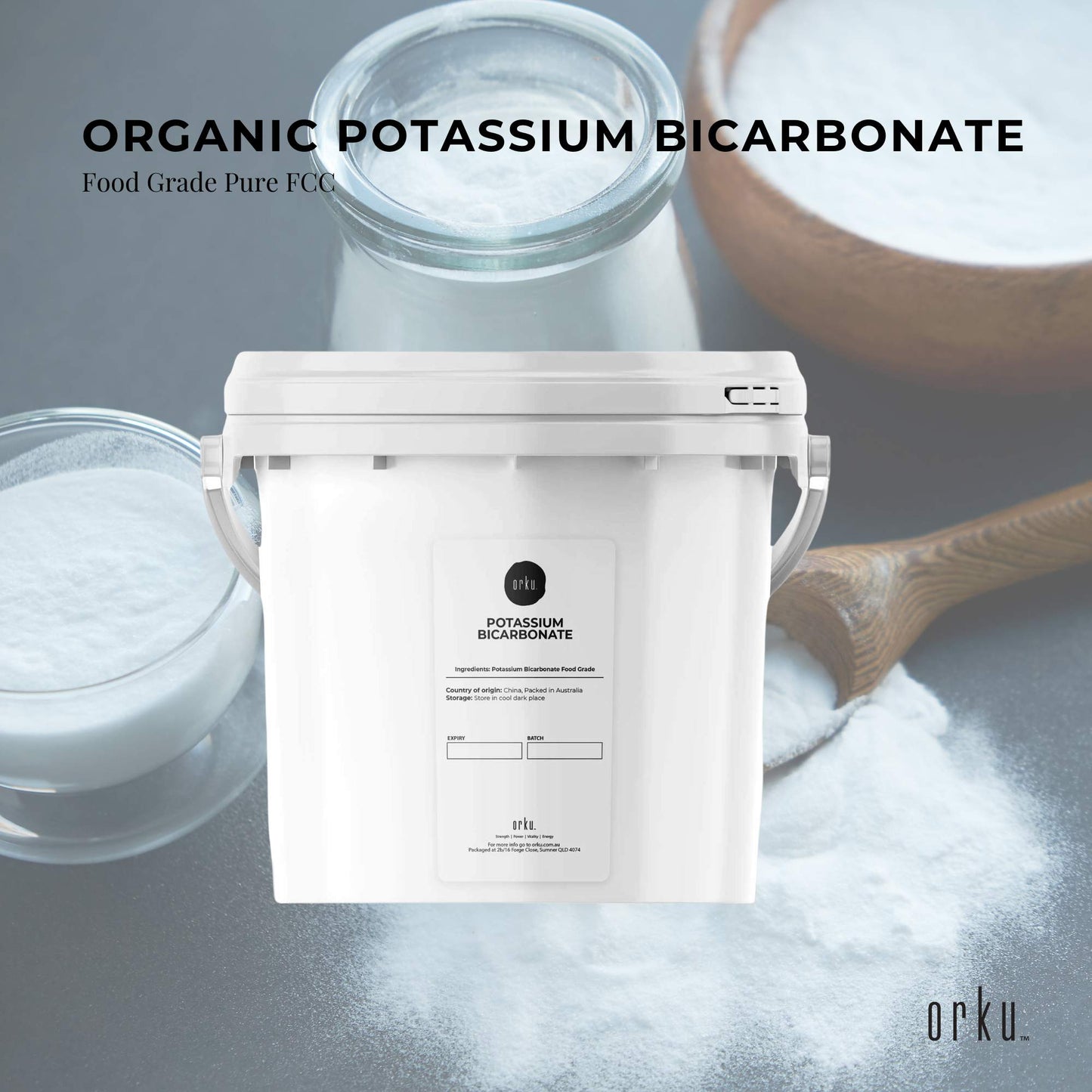 Orku Potassium Bicarbonate Powder Tubs FCC Food Grade - Baking Brewing Bulk
