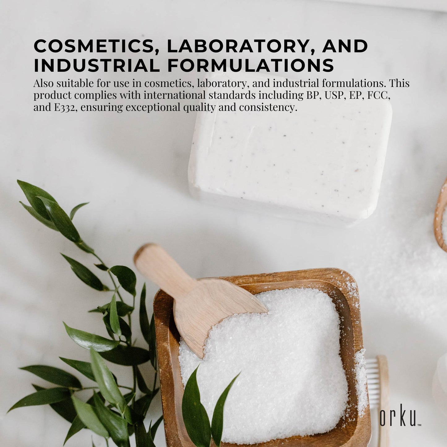 Orku Potassium Citrate Food Grade Tubs - Granular BP USP FCC E332 Additive