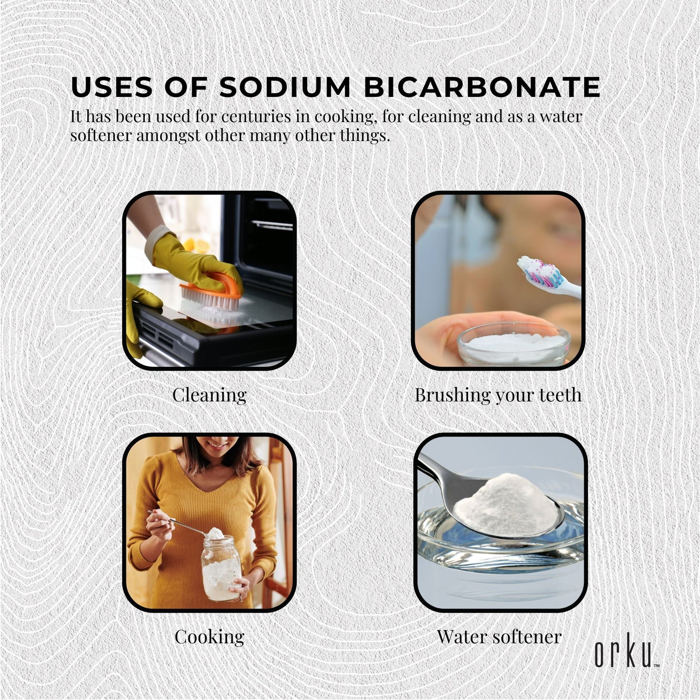Orku Sodium Bicarbonate Food Grade Tubs - Baking Soda Aluminium Free Powder Bulk