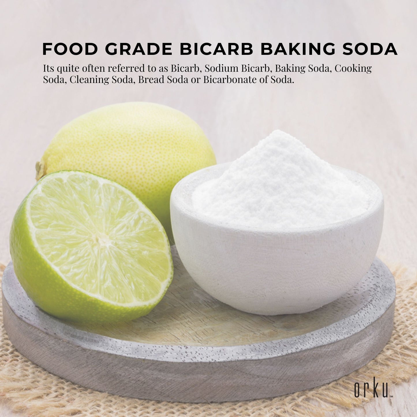 Orku Sodium Bicarbonate Food Grade Tubs - Baking Soda Aluminium Free Powder Bulk