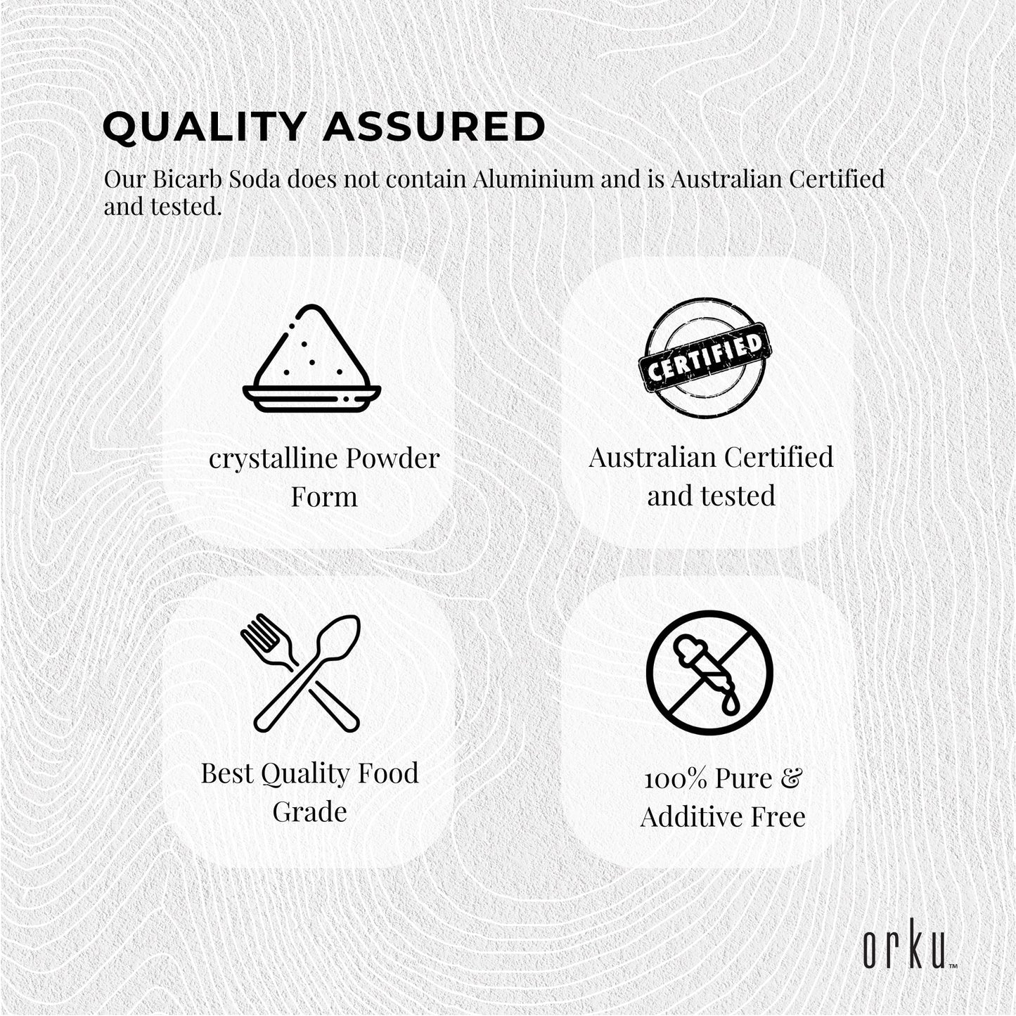 Orku Sodium Bicarbonate Food Grade Tubs - Baking Soda Aluminium Free Powder Bulk