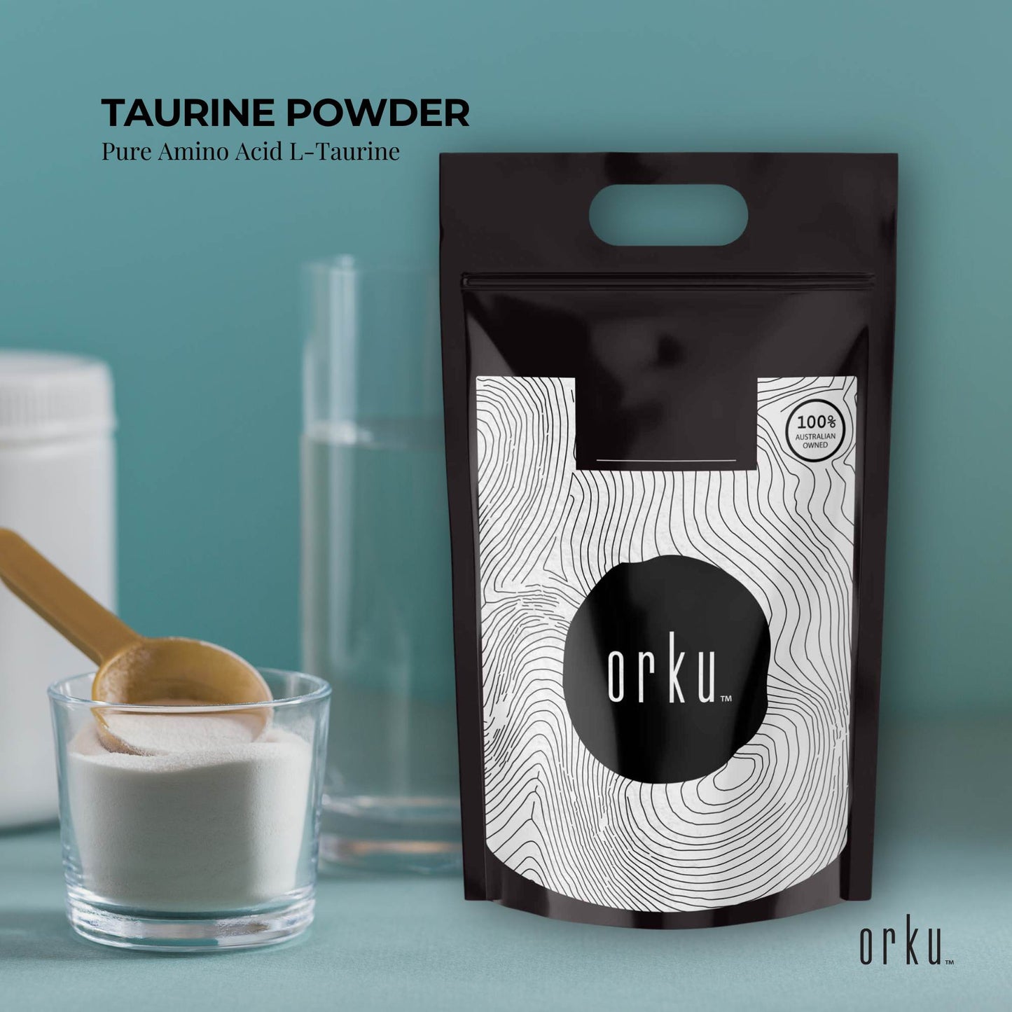 Orku Taurine Powder - High Purity L-Taurine Amino Acid Ingredient Bulk