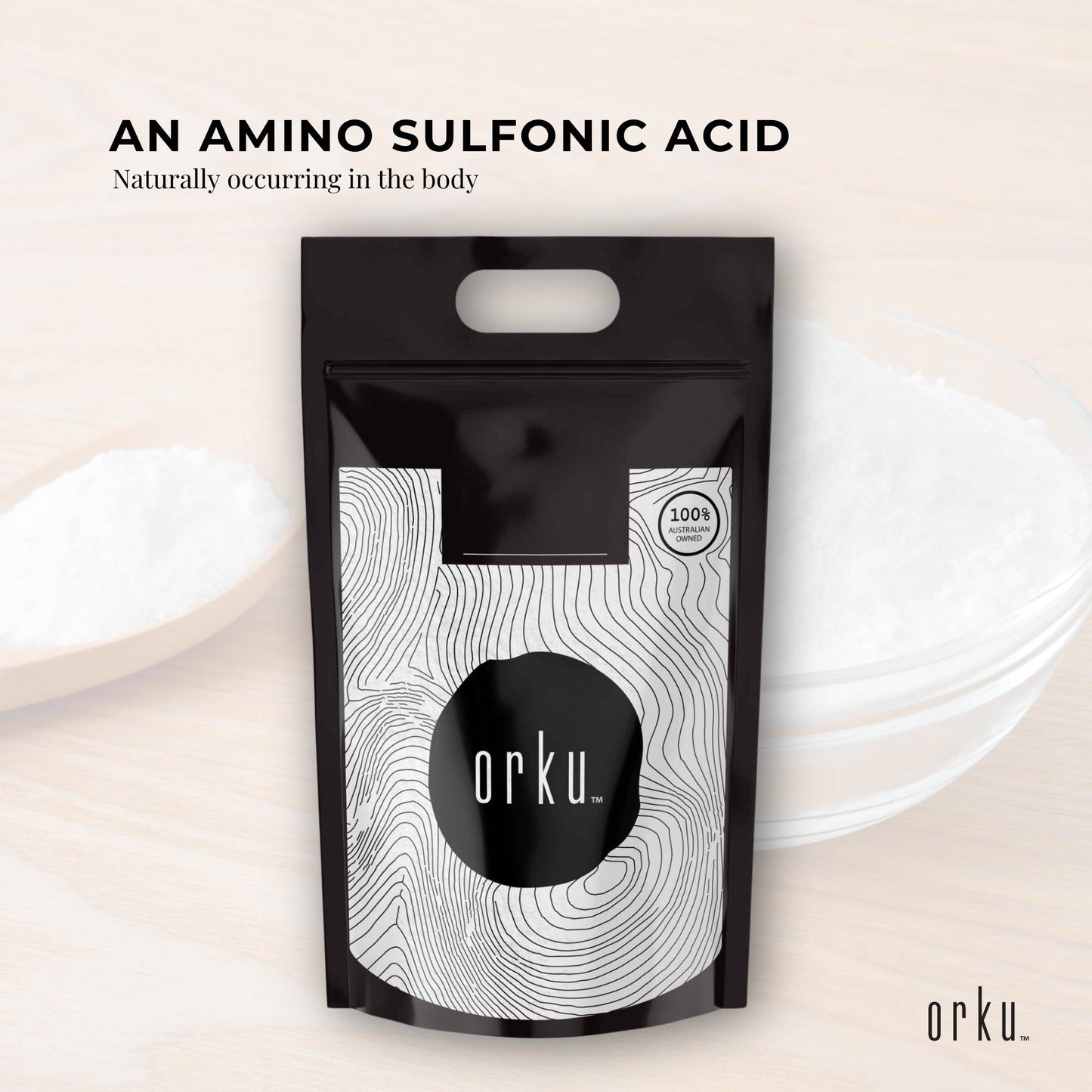 Orku Taurine Powder - High Purity L-Taurine Amino Acid Ingredient Bulk