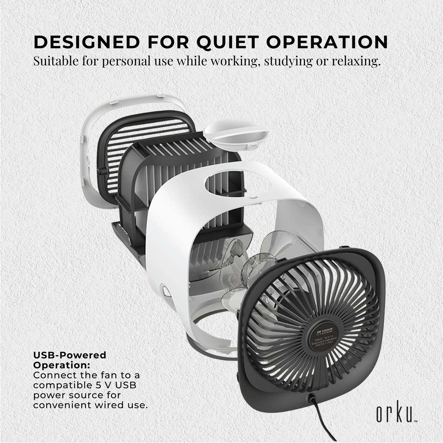 Orku USB Mini Evaporative Air Cooler Fan White - 300 Ml Water Tank