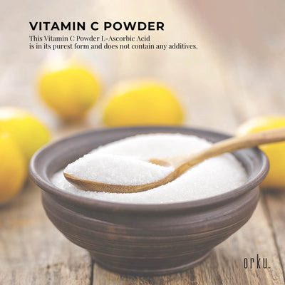 Orku Vitamin C Powder Pure L-Ascorbic Acid USP Grade Bulk Sizes