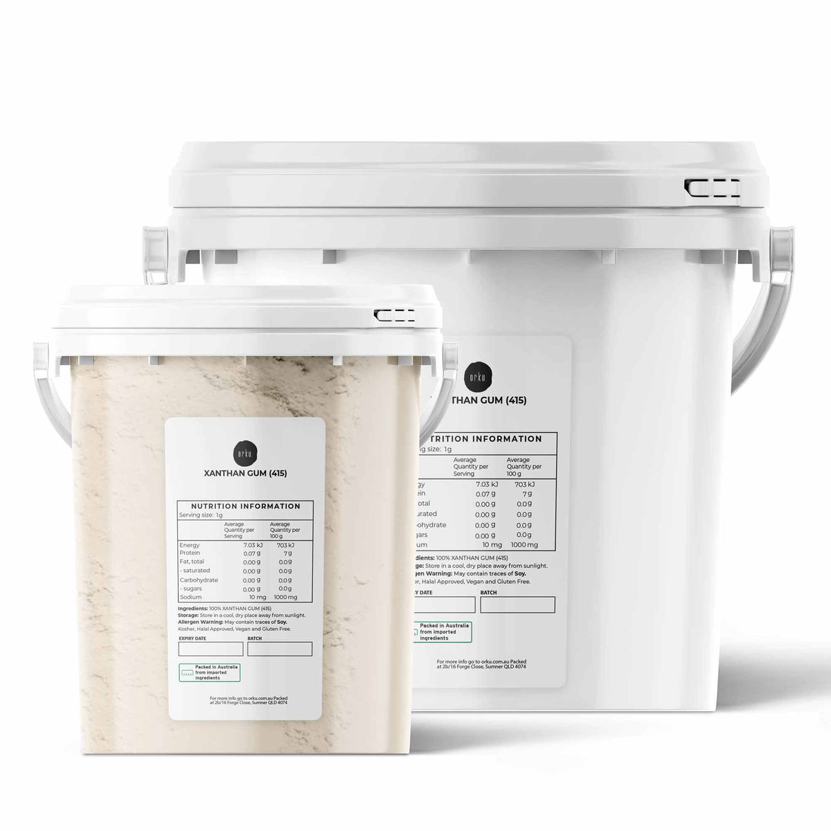 Orku Xanthan Gum Thickener Fine Powder 200 Mesh FCC E415 Food Grade Tub