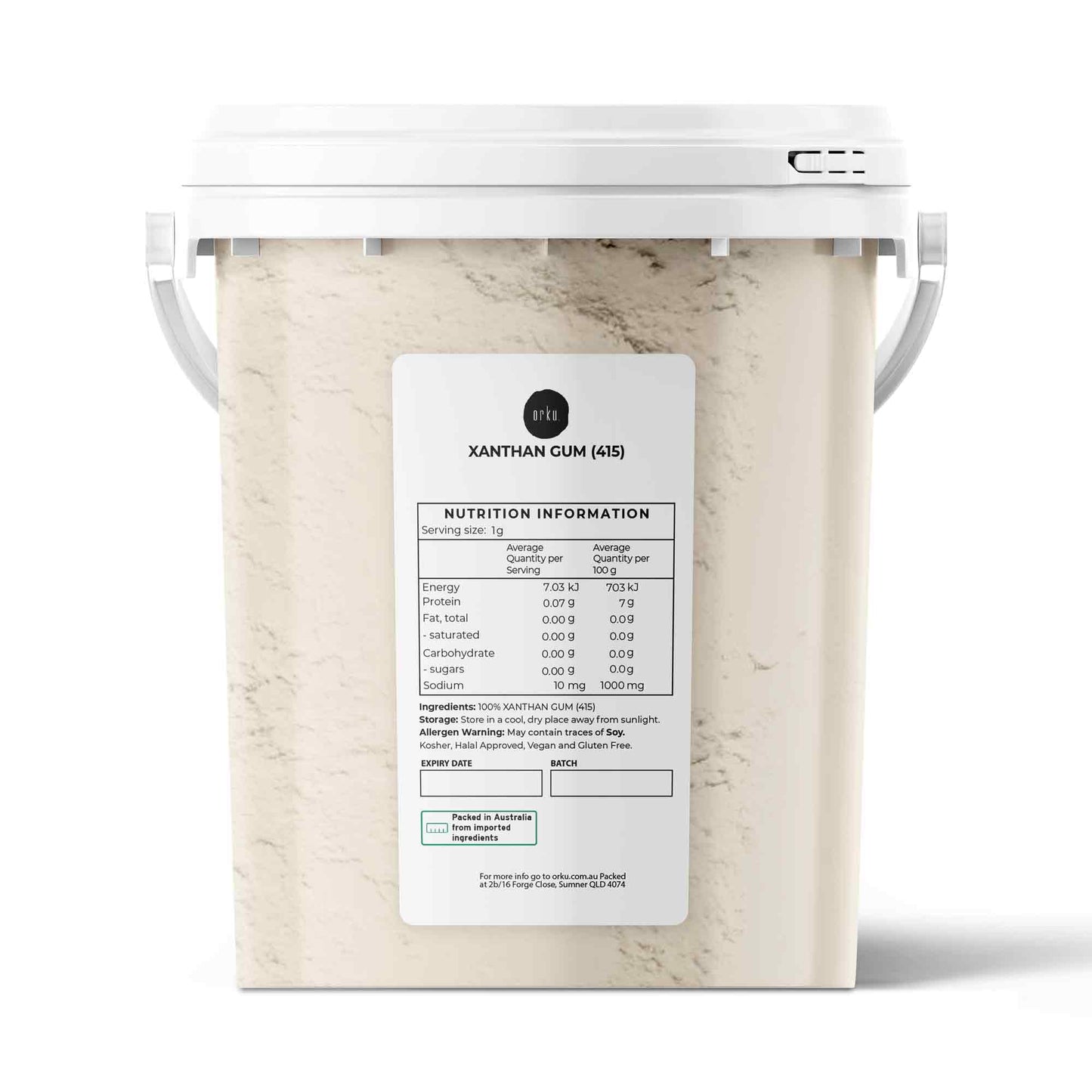 Orku Xanthan Gum Thickener Pure Fine Powder Tub 200 Mesh FCC E415 Food Additive