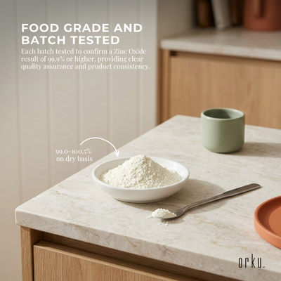 Orku 100g Zinc Oxide Powder Food Grade 99.9% ZnO Fine Raw Material