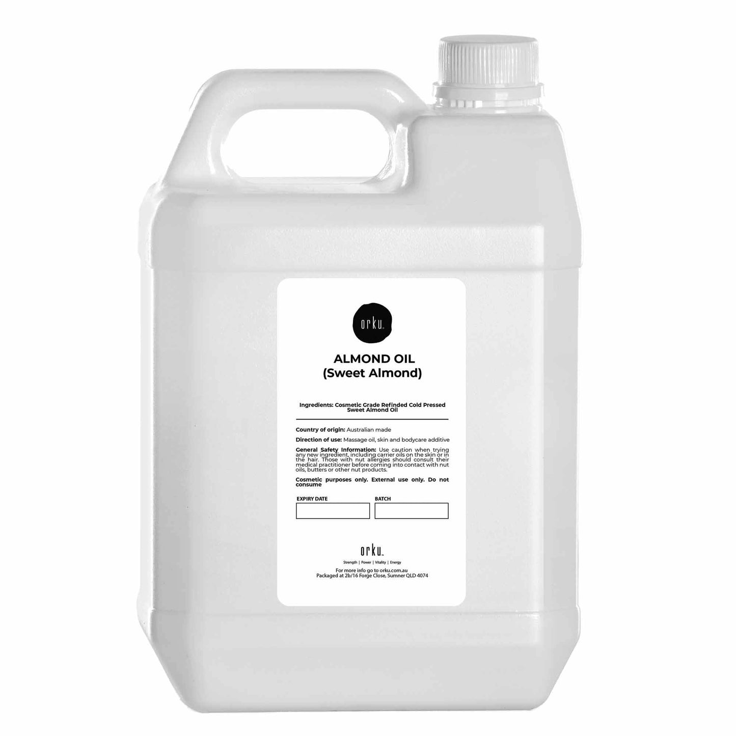 Orku 5L Sweet Almond Oil 100% Pure Refined Cosmetic Carrier Skin Hair