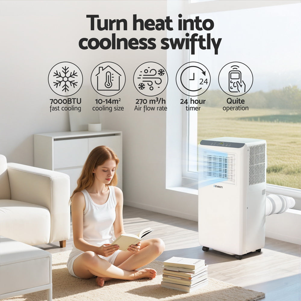 3-in-1 Devanti Portable Air Conditioner Dehumidifier Fan 7000BTU