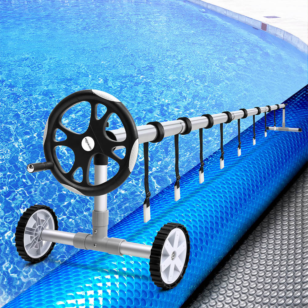 Aqua Buddy Pool Cover 11x6.2m 400 Micron Silver Swimming Pool Solar Blanket 6.55m Roller