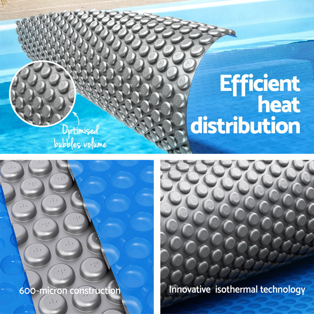 Aqua Buddy Pool Cover 600 Micron Solar Heat Blanket LDPE 8x4.2m w/ 5.55m Roller