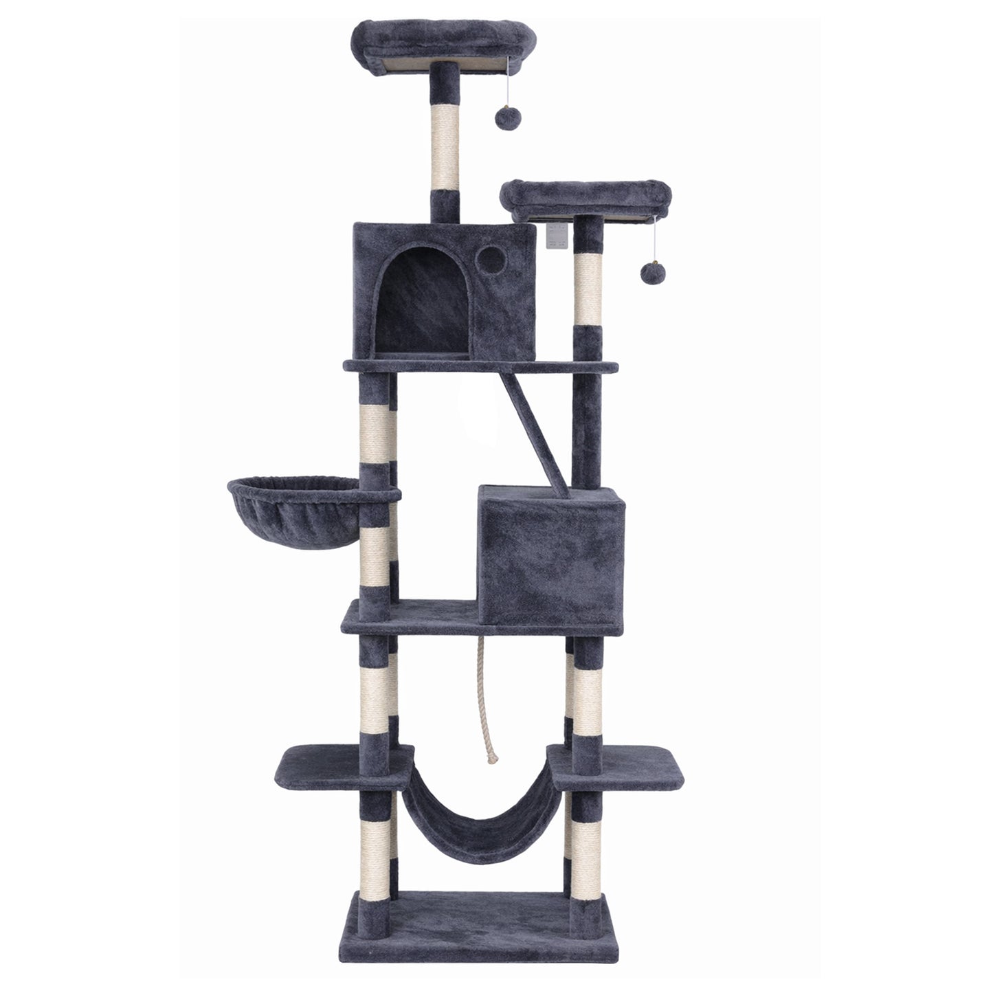 i.Pet Cat Tree Tower 206cm Large Scratching Post Furniture Scratcher House Grey