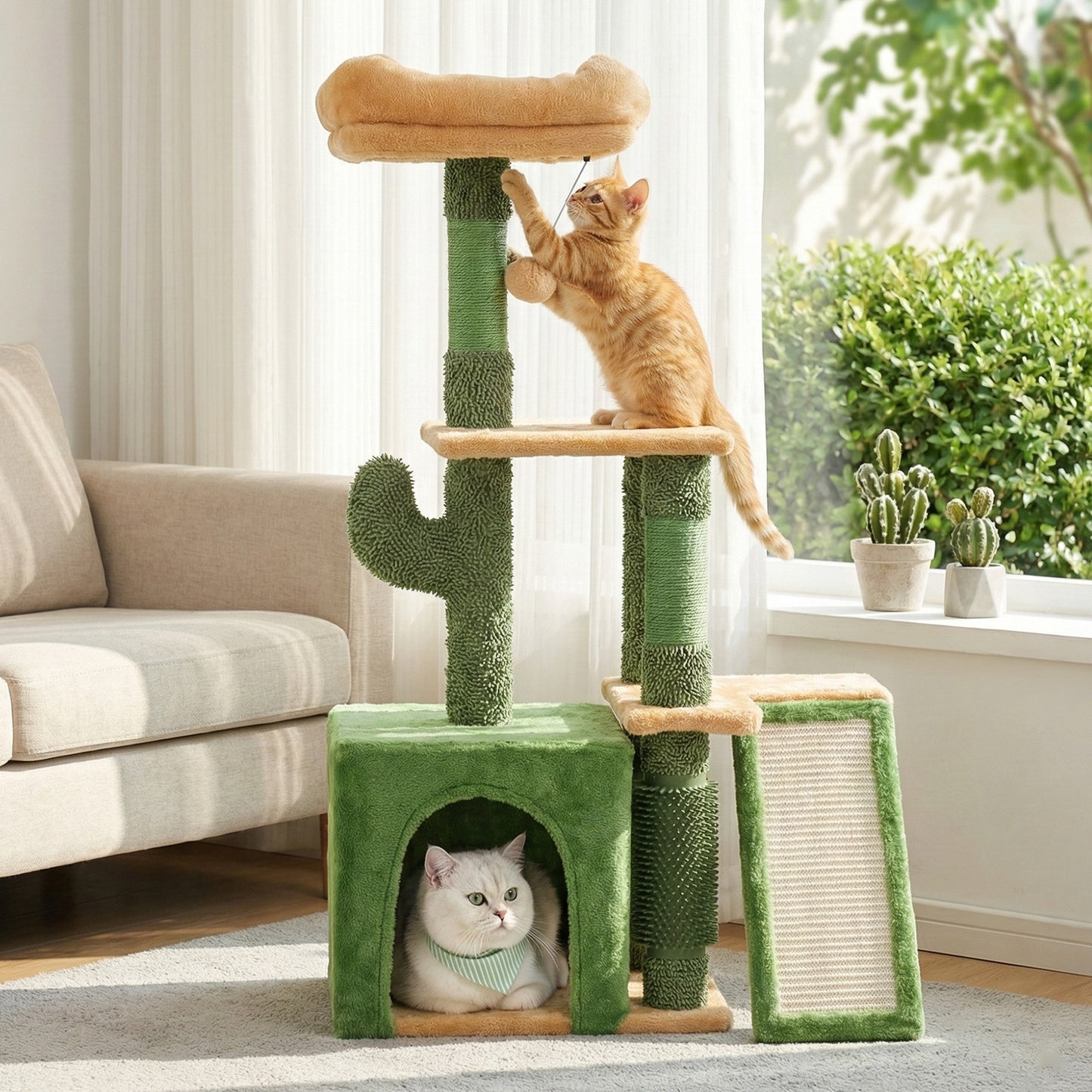 i.Pet Cat Tree Tower 101cm Scratching Post Furniture Scratcher House Green