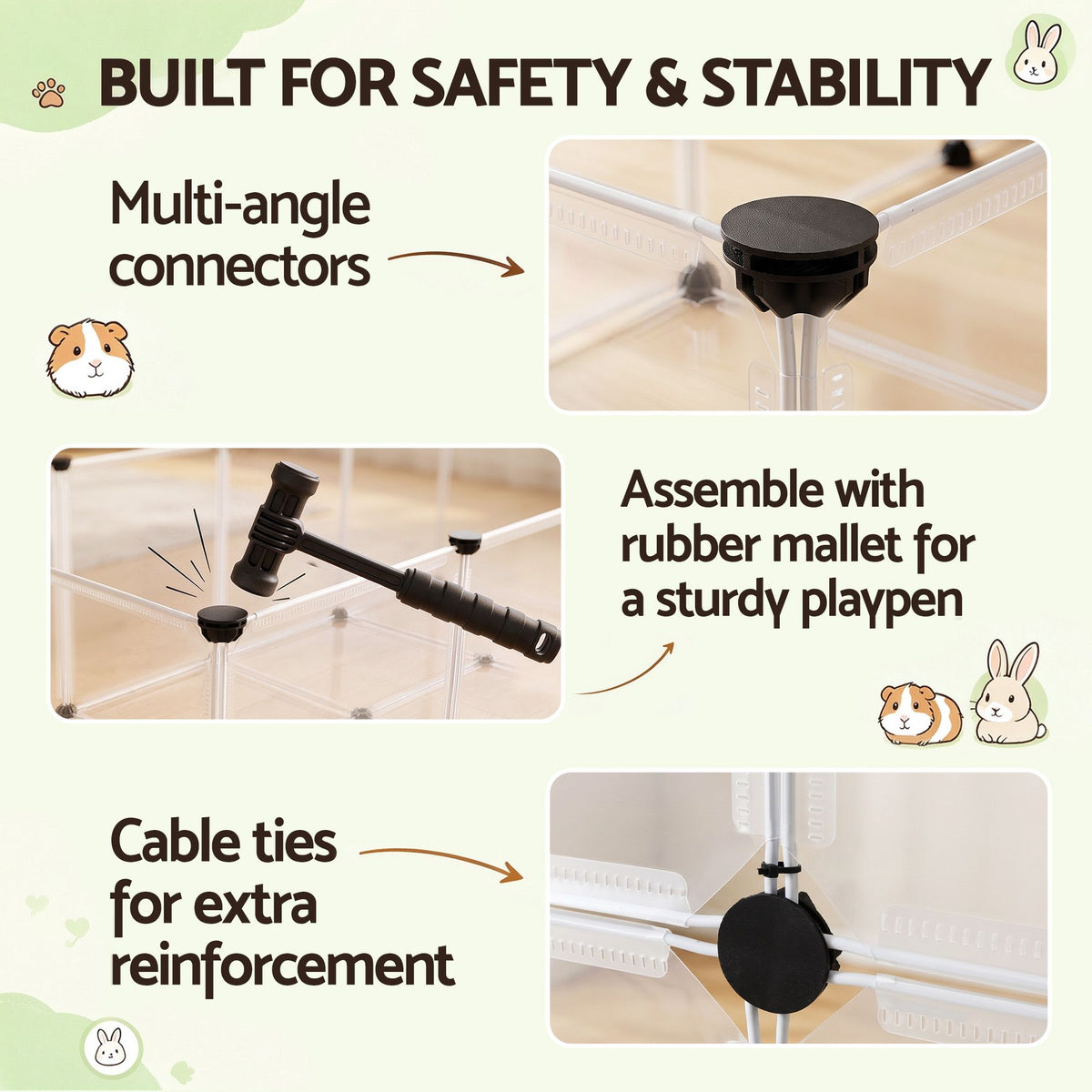 i.Pet Pet Dog Playpen 20 Panels with Baseboard DIY Enclosure Small Animal Rabbit Pen
