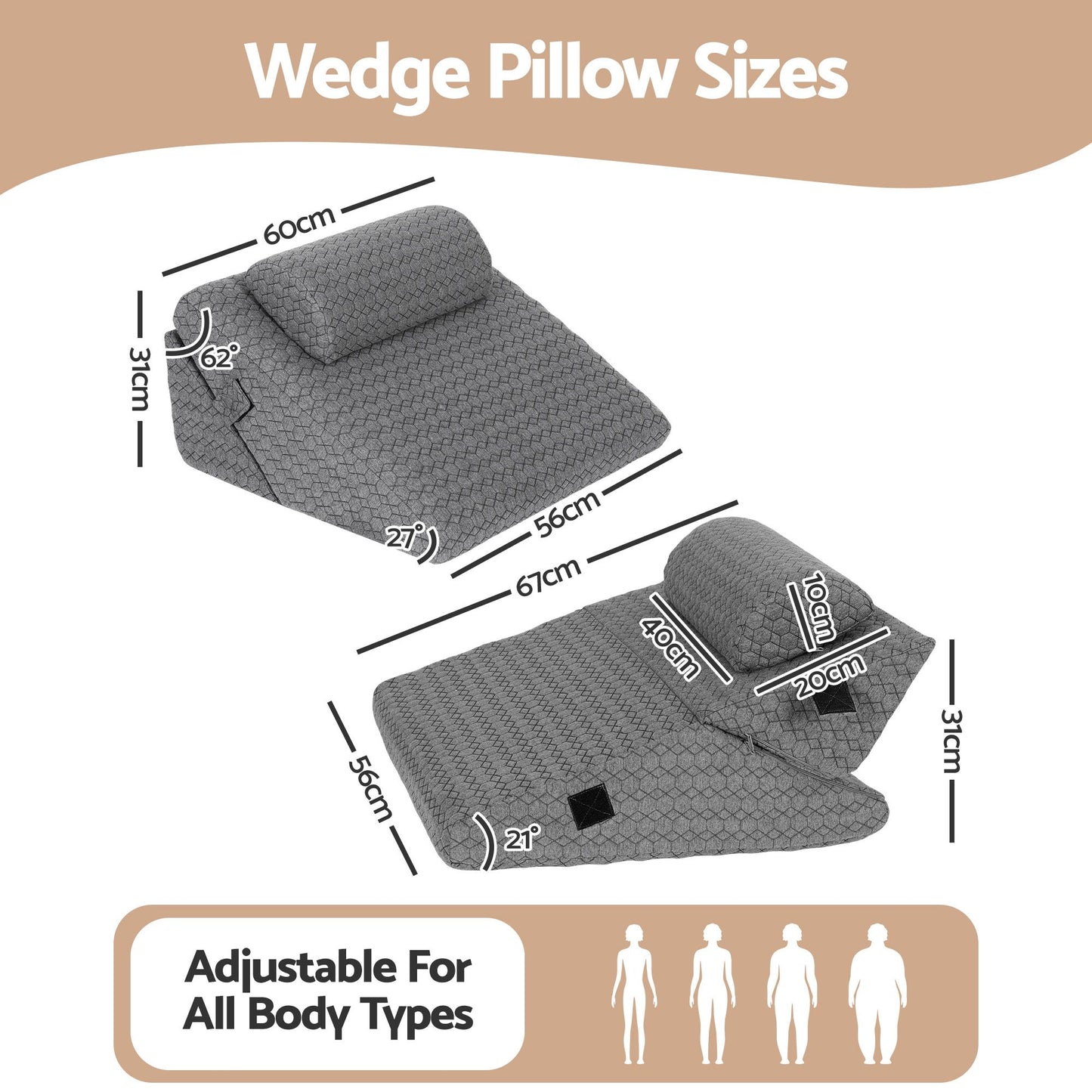 Giselle Bed Wedge Pillow for Headboard, Egg Gel Solves Night Sweats, Triangle Pillow for Reading & Sleeping, Adjustable Back & Neck Support, 30D Foam