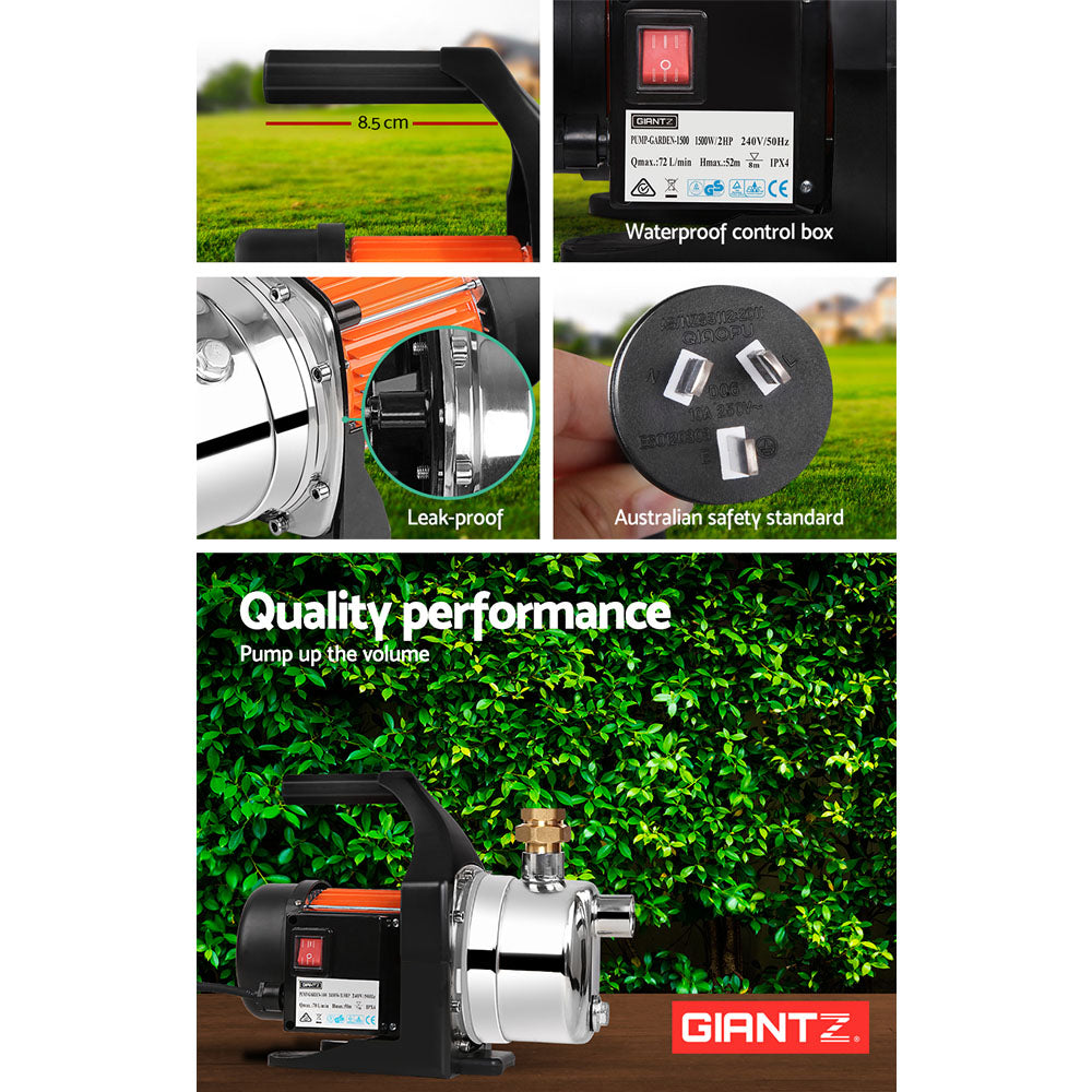 Giantz Garden Water Pump High Pressure 1500W Max. Tank Rain Farm Irrigation House