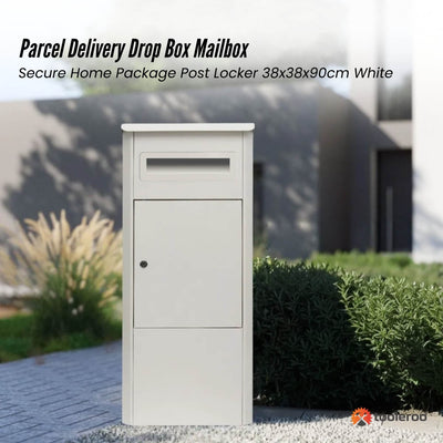 Parcel Delivery Drop Box Mailbox - Secure Home Package Locker 38x38x90cm White