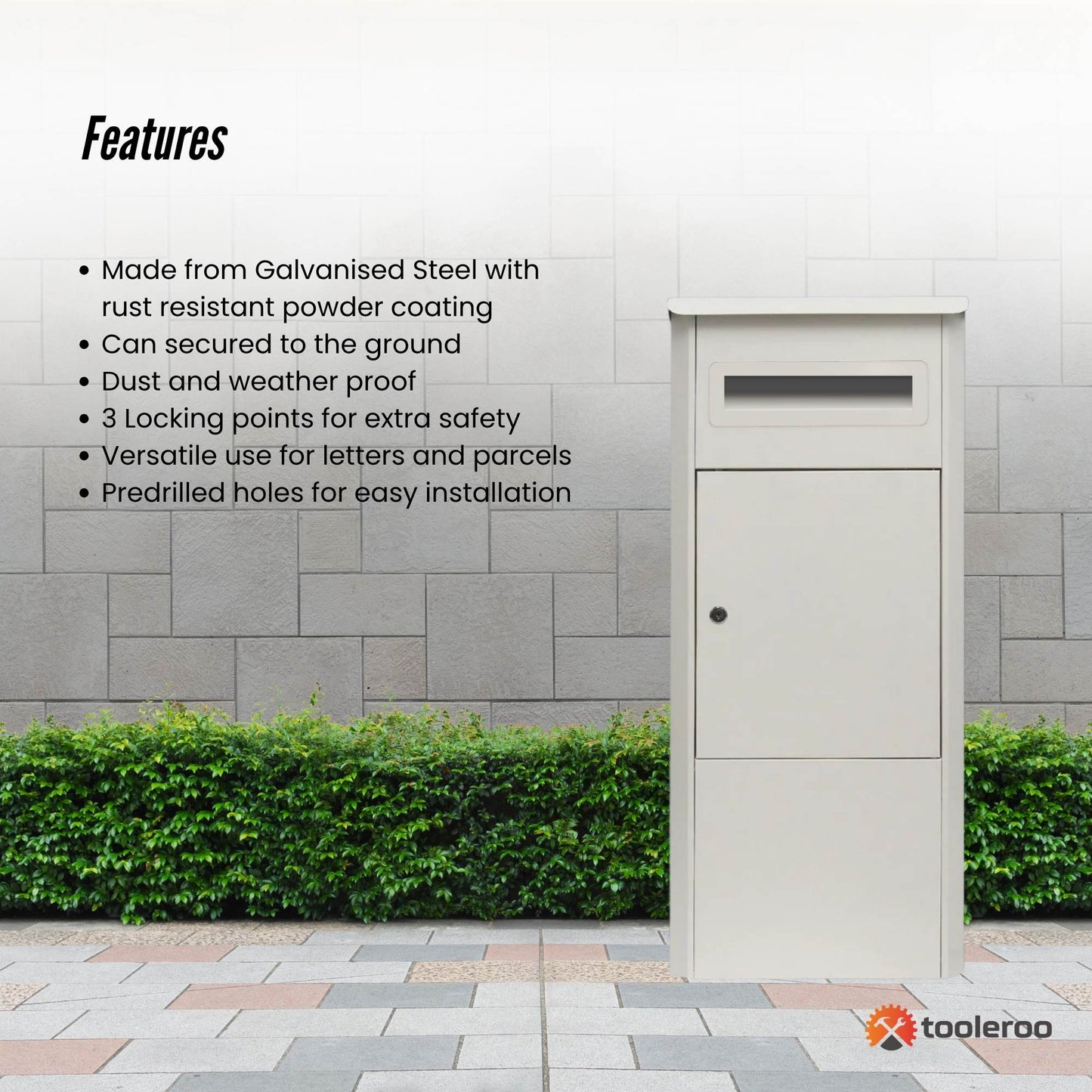 Parcel Delivery Drop Box Mailbox - Secure Home Package Locker 38x38x90cm White