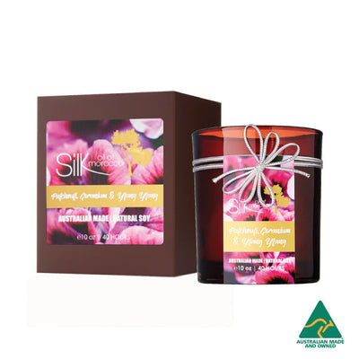 Patchouli, Geranium & Ylang Ylang - Amber Natural Soy Candle