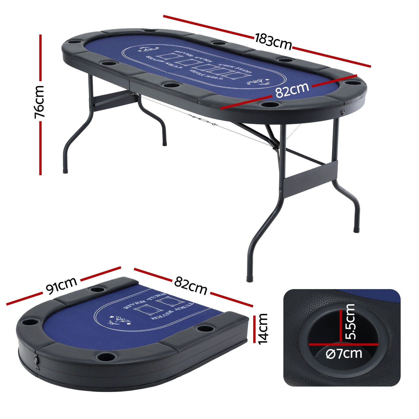 Poker Game Table Folding Poker Table 8 Player 1.8M 8-Player Table Top Cardboard
