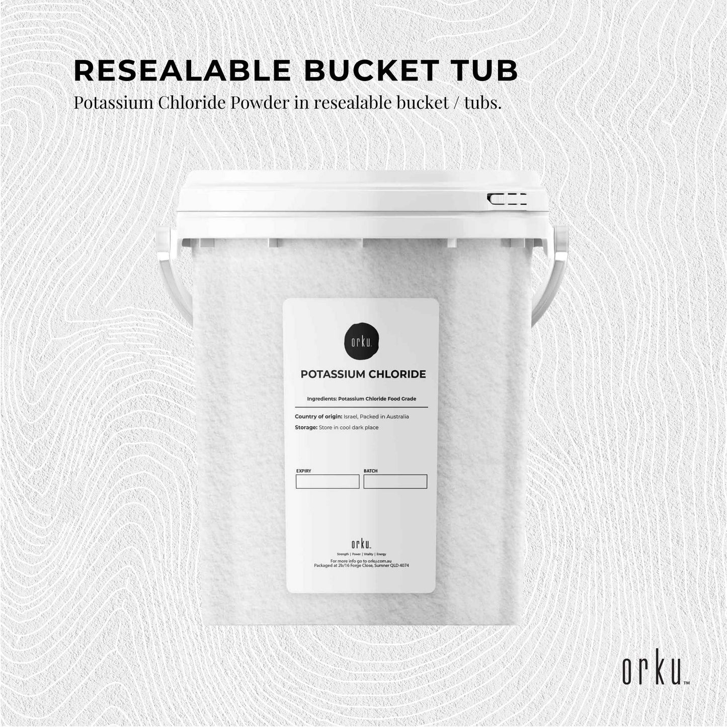 Potassium Chloride Powder Tub - Pure KCL E508 Food Grade Salt Replacer Bulk