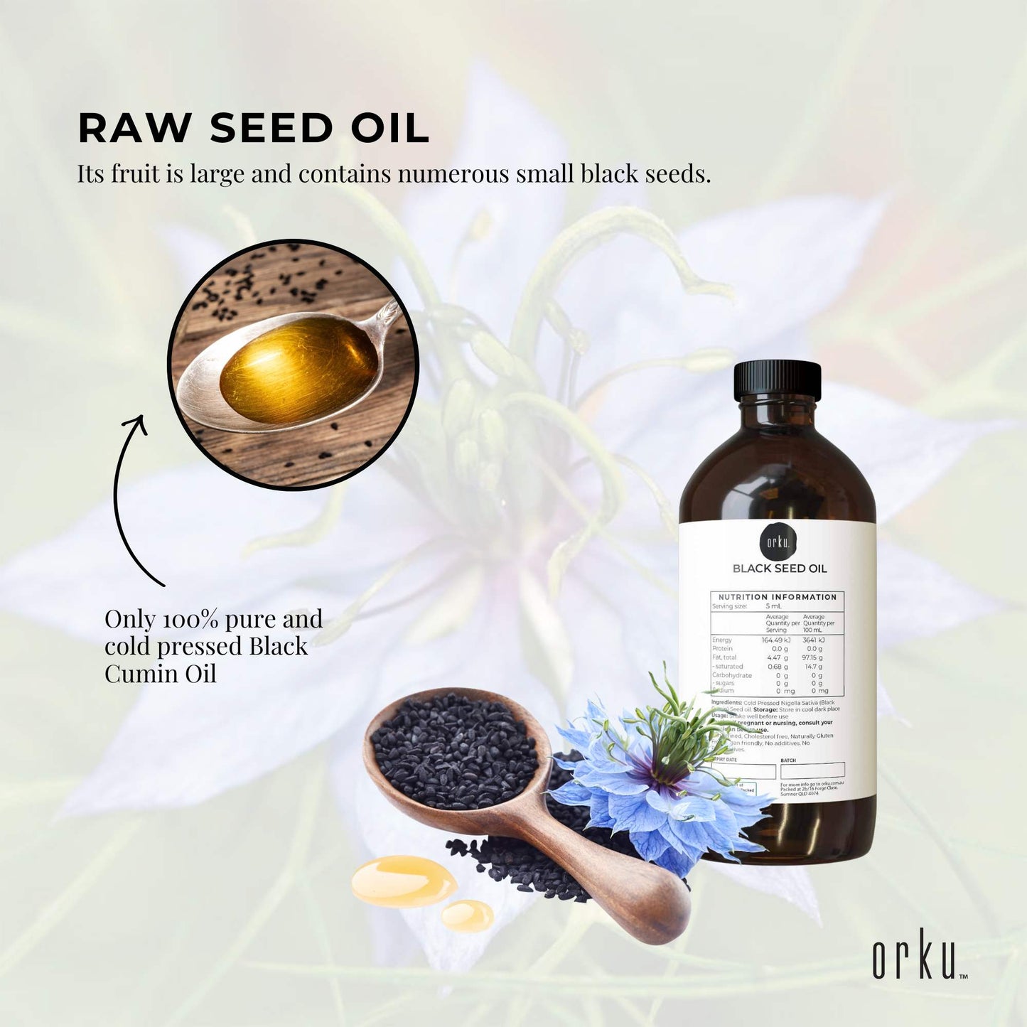 Pure Black Seed Oil - 100% Ethiopian Nigella Sativa Cumin Cold Pressed