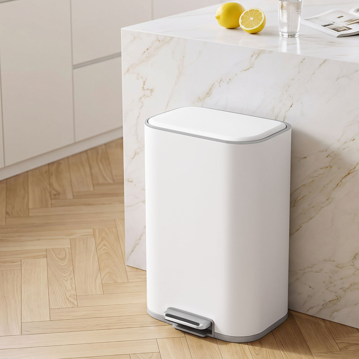 Cefito 30L Pedal Rubbish Bin Kitchen Trash Garbage Waste Can Soft Close White
