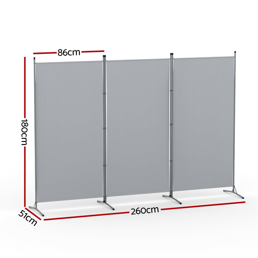 Artiss 3 Panel Room Divider Screen 260x180cm Fabric Grey