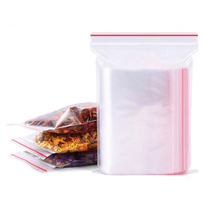 Resealable Food Grade Plastic Bags - Zip Close Clear Snap Clip Seal Bag