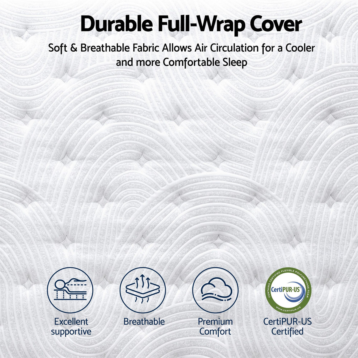 RoomSense Queen 34cm Medium Cooling Gel Mattress Bundle, Oatmeal Bed Frame