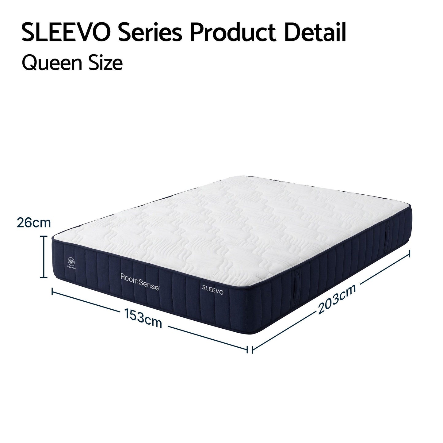 RoomSense Queen Mattress, 26cm Orthopedic Firm Mattress for Back Pain Relief, Pocket Spring Hybrid Mattress Queen Size for Home & Rental