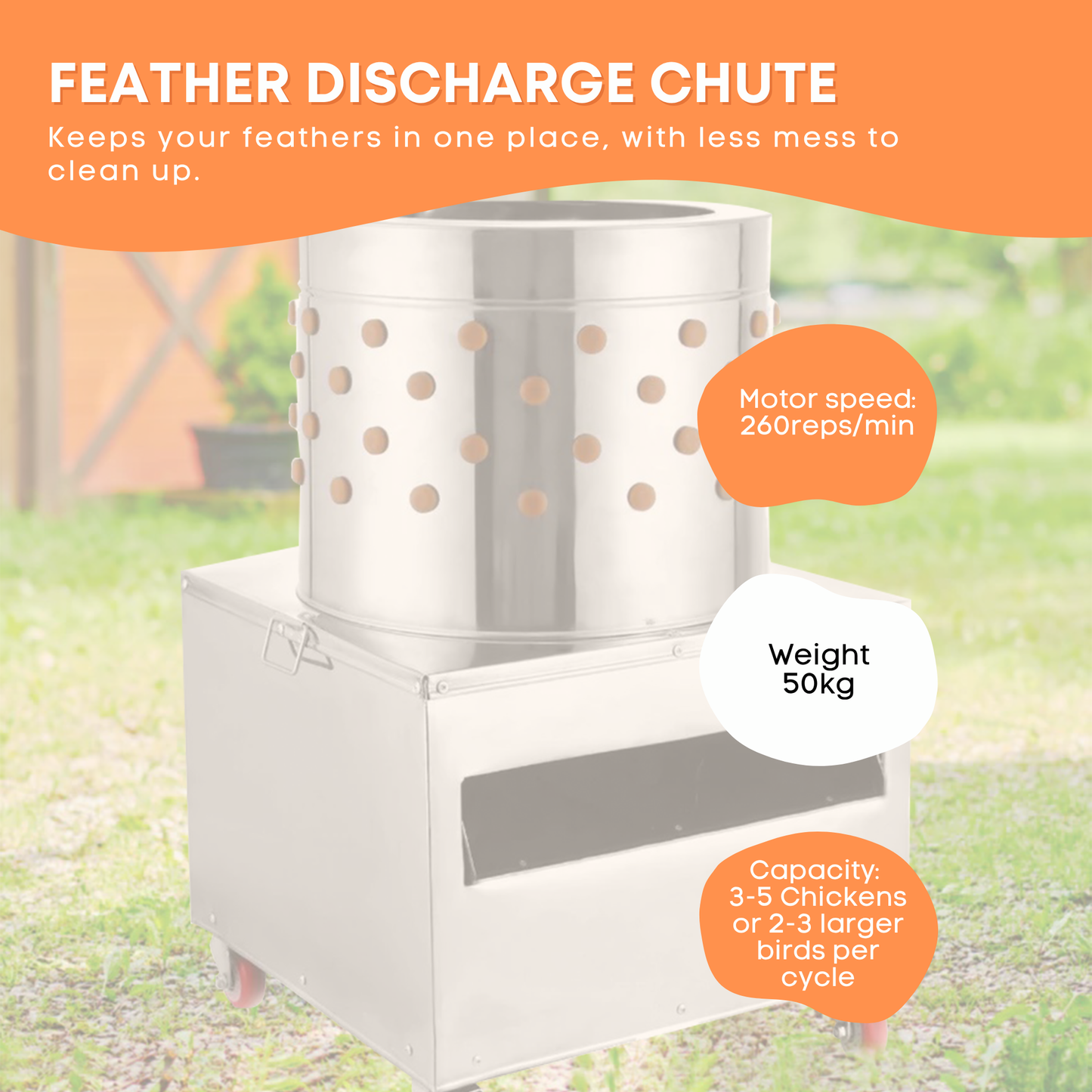 Rooster Farms 60cm Chicken Feather Plucker Electric Poultry Defeathering