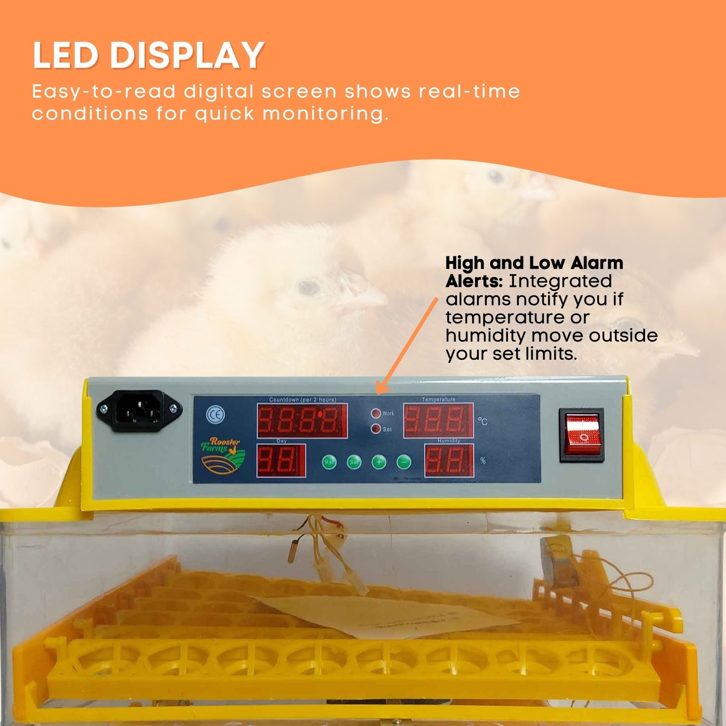 Rooster Farms Electric 112 Egg Incubator + Accessories for Chicken Quail Duck