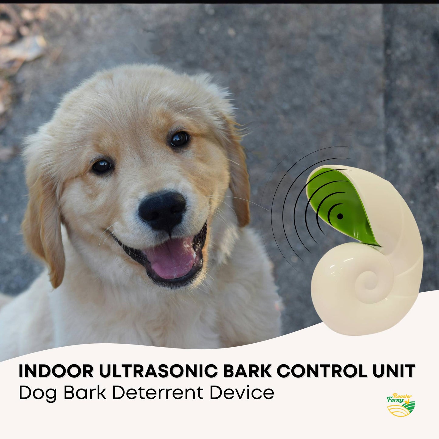 Rooster Farms Indoor Ultrasonic Bark Control Unit - Dog Bark Deterrent Device