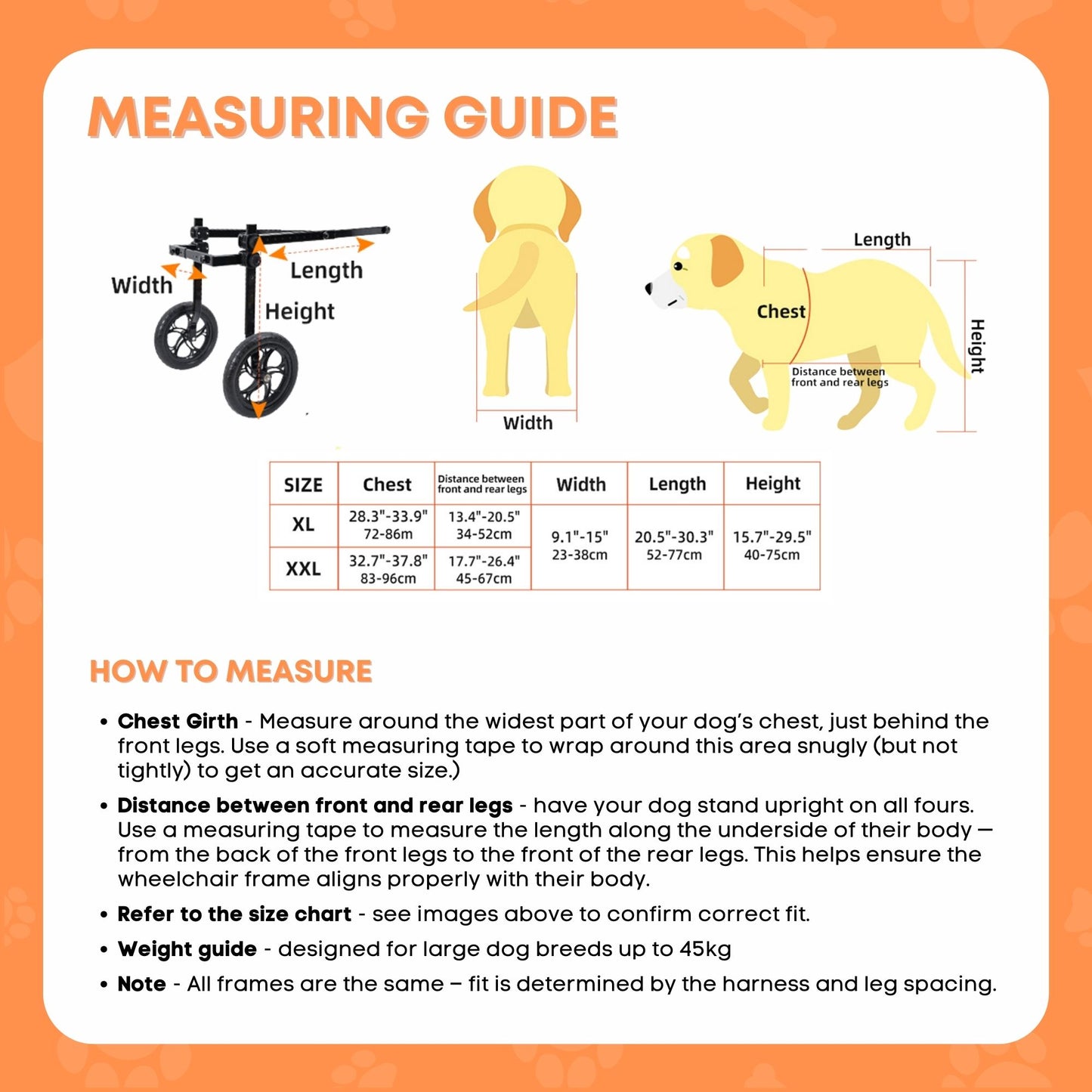 Rooster Farms Large Breed Dog Wheelchair - Adjustable Back Hind Leg Mobility Aid