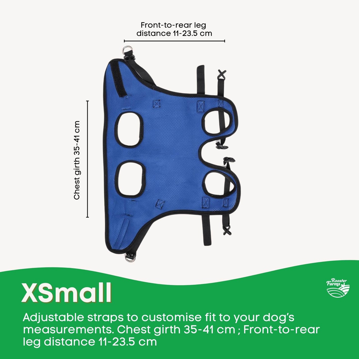 Rooster Farms Replacement Harness for Dog Wheelchair XS - Little Dogs Up to 10Kg