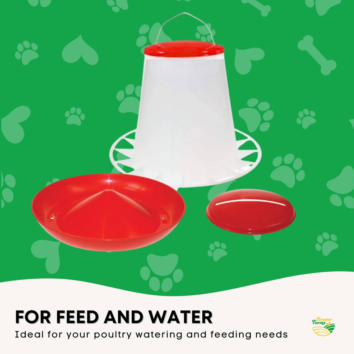 Rooster Farms 6Kg Automatic Chicken Feeder - Poultry Hen Feeding Seed Bucket