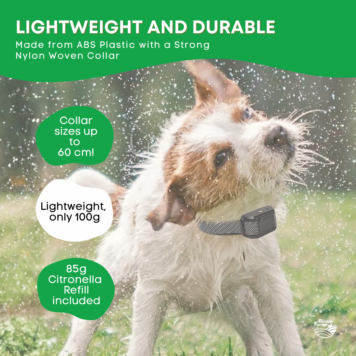 Rooster Farms Citronella Bark Collar Dog Training Sound Spray Rechargeable
