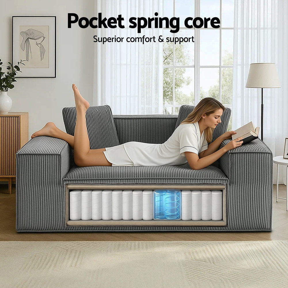 Artiss 2 Seater Sofa Loveseat Sofas Bed Couch No Assembly Corduroy Small Couches Apartement