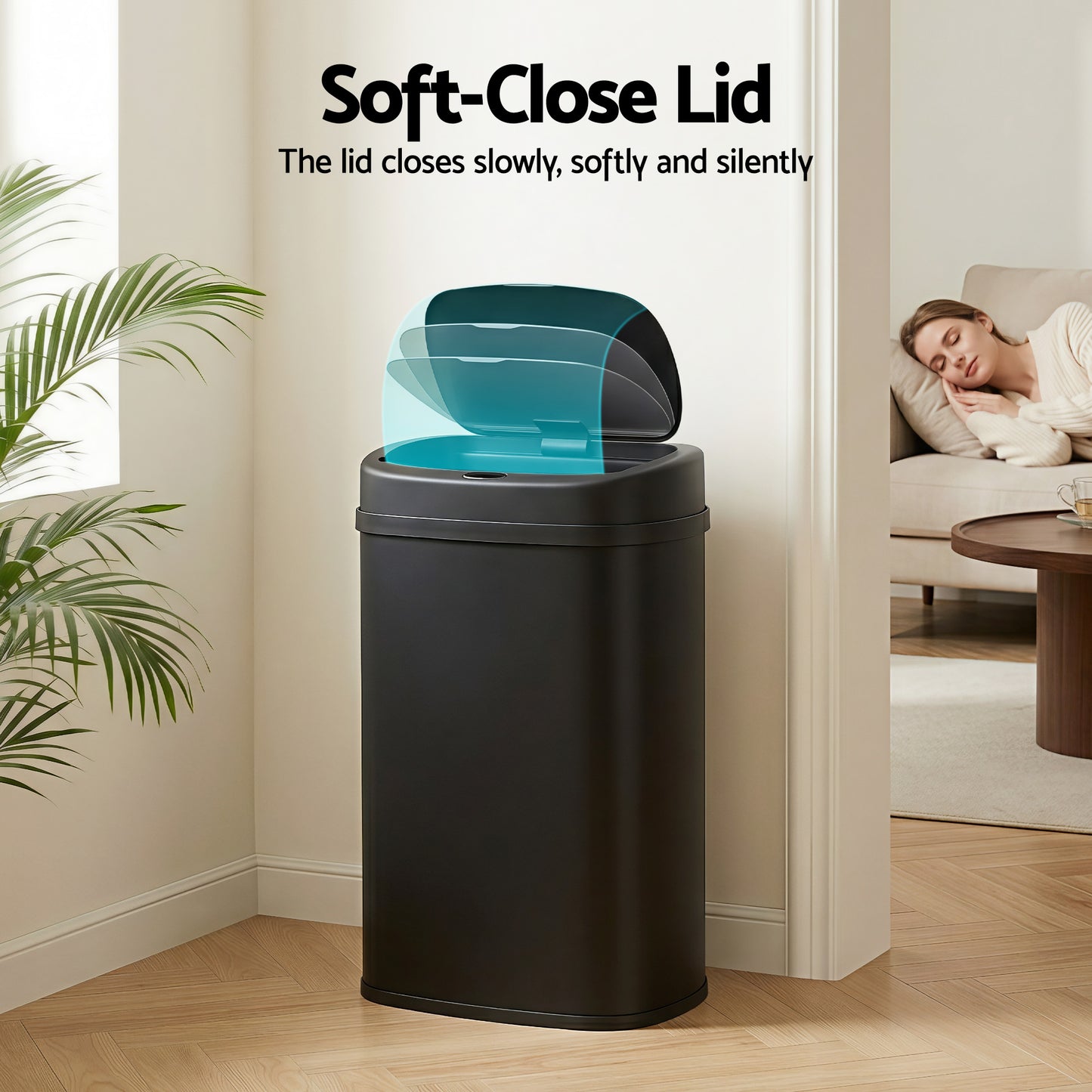 Devanti 50L Sensor Bin Motion Rubbish Automatic Black