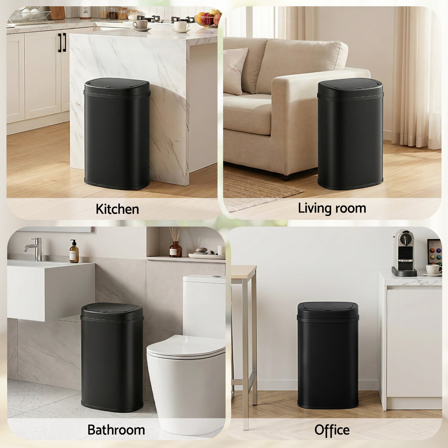Devanti 50L Sensor Bin Motion Rubbish Automatic Black