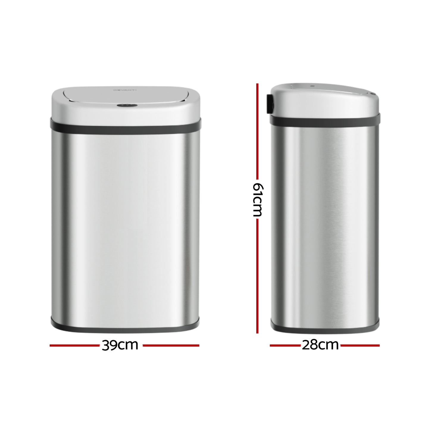Devanti 50L Sensor Bin Motion Rubbish Automatic Silver