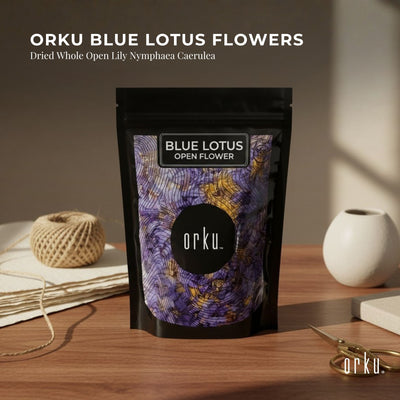 Orku Blue Lotus Flowers - Dried Whole Open Lily Nymphaea Caerulea